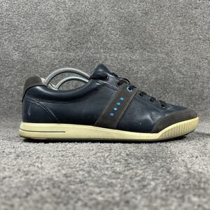 Ecco Biom Street Premiere Mens Sz 43 Navy Blue Leather Spikeless Golf Shoes Used